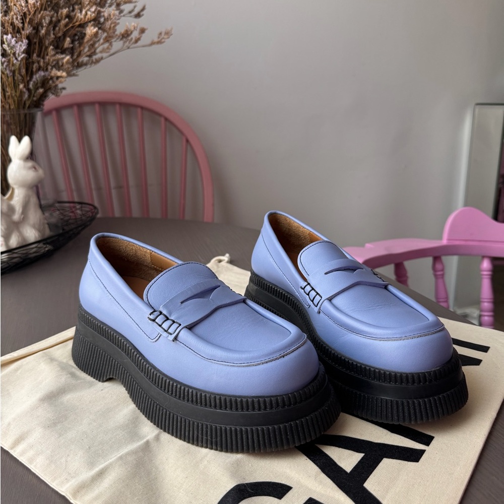 Stylish Blue Platform Loafers Ganni